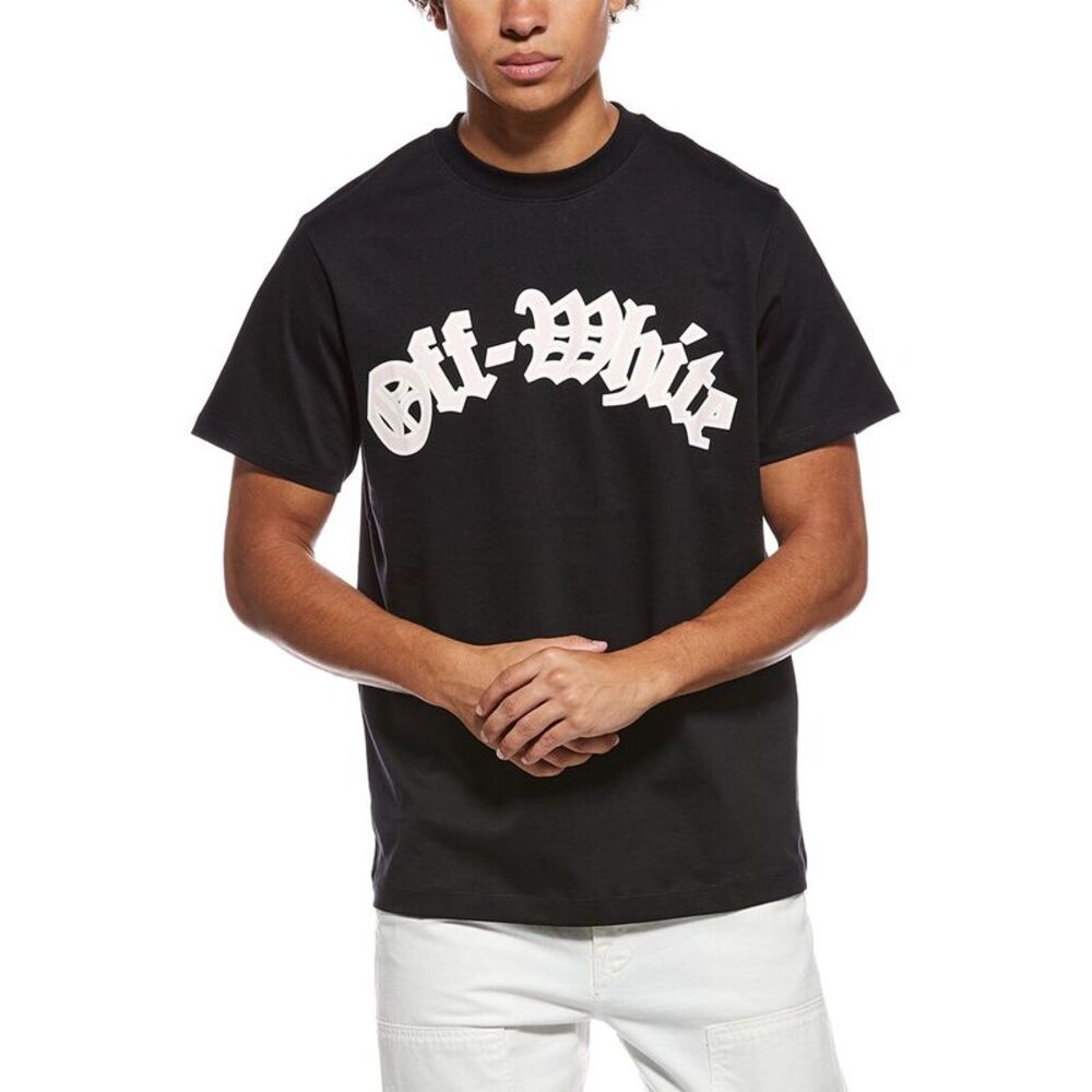 Off-White™ Mens  Slim Fit Goth Logo Jersey T-Shirt, Black
